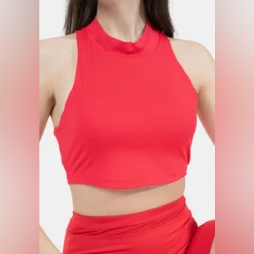 Spyder Bold Red Cropped Workout Tank Top